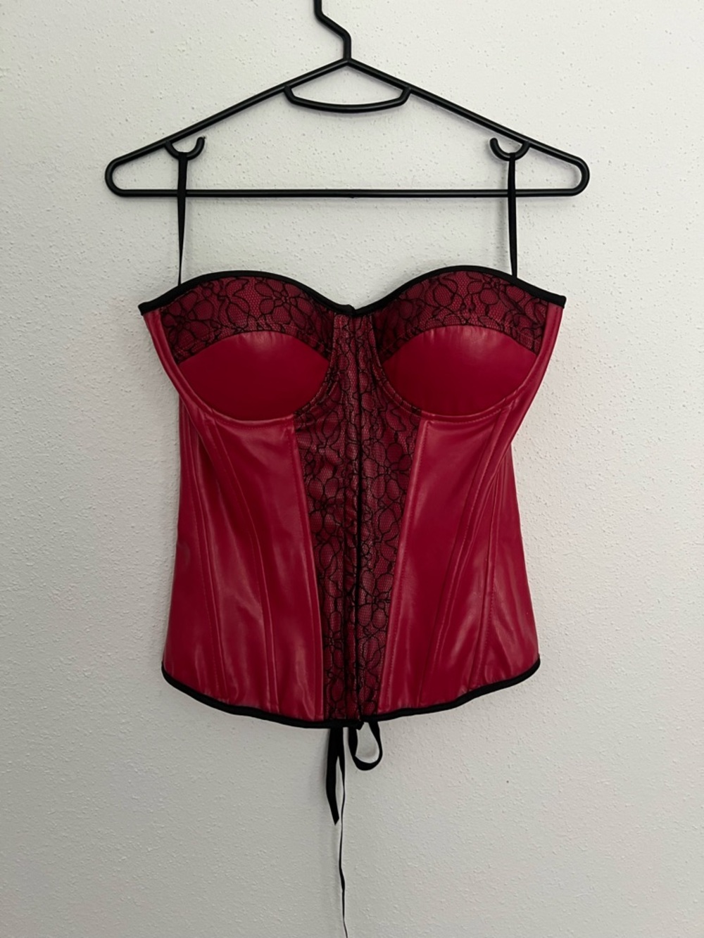 Charlotte Russe Red and Black Lace-Trim Bustier Corset